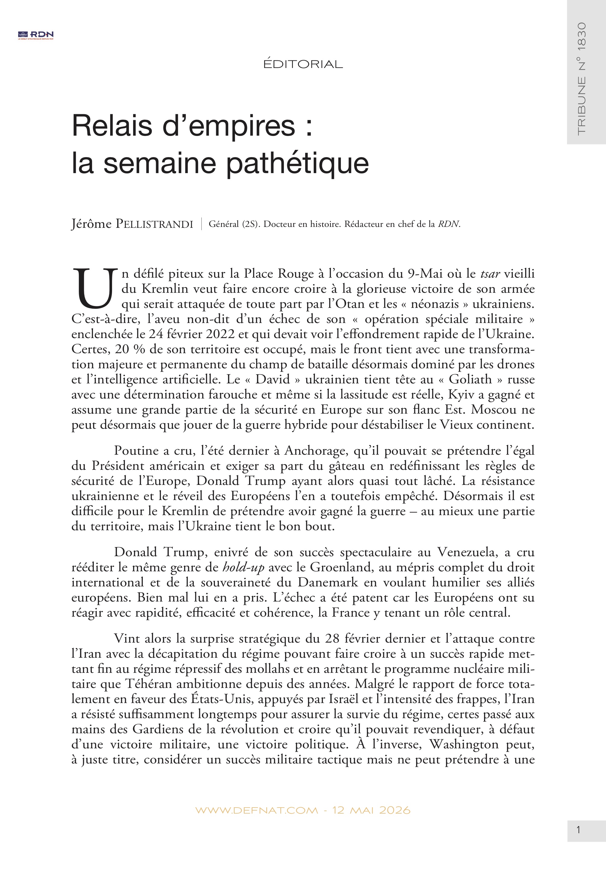 &Eacute;ditorial &ndash;&nbsp;Relais&nbsp;d&rsquo;empires&nbsp;: la&nbsp;semaine&nbsp;path&eacute;tique (T&nbsp;1830)
